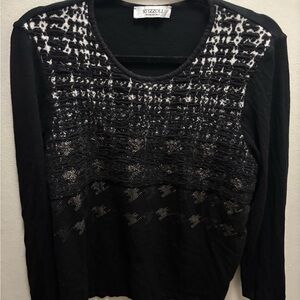 Stizzoli Black and Gold Smocked Blouse